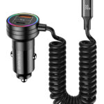 USAMS φορτιστής αυτοκινήτου US-CC167 με καλώδιο, USB/USB-C, 60W, μαύρος