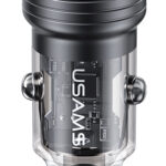 USAMS φορτιστής αυτοκινήτου US-CC175, USB & USB-C, 45W, QC & PD, μαύρος