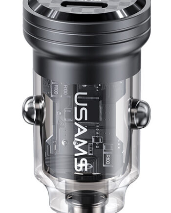 USAMS φορτιστής αυτοκινήτου US-CC175, USB & USB-C, 45W, QC & PD, μαύρος
