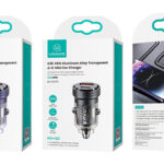 USAMS φορτιστής αυτοκινήτου US-CC175, USB & USB-C, 45W, QC & PD, μαύρος