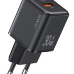 USAMS φορτιστής τοίχου US-CC189, USB & USB-C, 30W PD, μαύρος