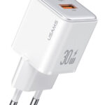 USAMS φορτιστής τοίχου US-CC189, USB & USB-C, 30W PD, λευκός
