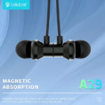 CELEBRAT earphones A29 με μαγνήτη, Bluetooth 5.3, Φ10mm, μαύρα