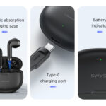 USAMS earphones με θήκη φόρτισης US-YO17, True Wireless, μαύρα