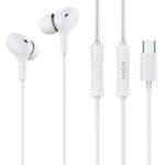 CELEBRAT earphones με μικρόφωνο D13, USB-C, 1.2m, λευκά