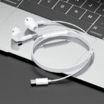 CELEBRAT earphones με μικρόφωνο E300, USB-C, 1.2m, λευκά
