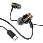 USAMS earphones με μικρόφωνο US-SJ482, Type-C, 10mm, 1.2m, μαύρα