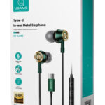 USAMS earphones με μικρόφωνο US-SJ482, Type-C, 10mm, 1.2m, πράσινα
