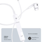 USAMS earphones με μικρόφωνο EP-41, Lightning, 10mm, 1.2m, λευκά