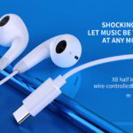 YISON earphones με μικρόφωνο X8, USB-C, 13mm, 1.2m, λευκά