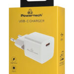 POWERTECH φορτιστής τοίχου PT-1223, USB-C, 20W, λευκός