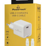 POWERTECH φορτιστής τοίχου PT-1225 με καλώδιο, USB-C, 33W, GaN, λευκός
