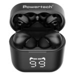 POWERTECH earphones με θήκη φόρτισης PT-1227, TWS, ENC, 30/480mAh, μαύρα