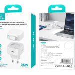 USAMS φορτιστής τοίχου US-CC202 με καλώδιο USB-C, USB-C, 35W GaN, λευκός