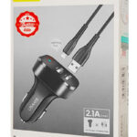 USAMS φορτιστής αυτοκινήτου C13 & καλώδιο Lightning, 2x USB, 2.1A, μαύρο