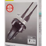 USAMS φορτιστής αυτοκινήτου C13 & καλώδιο Micro USB, 2x USB, 2.1A, μαύρο