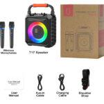 JYX φορητό ηχείο T17-T με 2x μικρόφωνα, 15W, 3000mah, LED, μαύρο