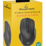 POWERTECH ασύρματο ποντίκι PT-1250, 2.4GHz & Bluetooth, 1600DPI, μαύρο
