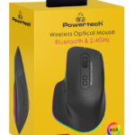 POWERTECH ασύρματο gaming ποντίκι PT-1253, 2.4GHz & Bluetooth, 2000DPI, 650mAh, RGB, μαύρο