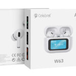 CELEBRAT earphones με θήκη φόρτισης W63, οθόνη αφής, TWS, ANC, 13mm, 30/360mAh, λευκό