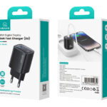 USAMS φορτιστής τοίχου US-CC229, USB & USB-C, 30W, GaN, μαύρος