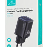 USAMS φορτιστής τοίχου US-CC251, USB-C, 30W, GaN, μαύρος