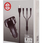 USAMS φορτιστής αυτοκινήτου C13 & καλώδιο 3 σε 1, 2x USB, 2.1A, μαύρο
