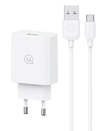 USAMS φορτιστής τοίχου SCXLTZ01 με καλώδιο micro USB, USB, 18W, λευκός