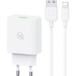 USAMS φορτιστής τοίχου SCXLTZ03 με καλώδιο Lightning, USB, 18W, λευκός