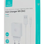 USAMS φορτιστής τοίχου SCXLTZ03 με καλώδιο Lightning, USB, 18W, λευκός