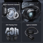 USAMS headphones YG23, ασύρματα & ενσύρματα, Φ40mm, 300mAh, μαύρα