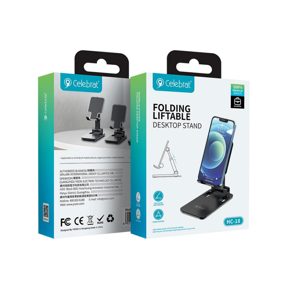 CELEBRAT βάση smartphone/tablet HC-18, foldable, μαύρη