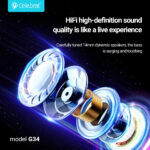 CELEBRAT earphones με μικρόφωνο G34, 3.5mm σύνδεση, 14mm, 1.2m, μαύρα