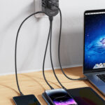 USAMS φορτιστής/αντάπτορας πρίζας US-CC179, USB-C & 2x USB, universal, 20W, μαύρος