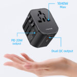 USAMS φορτιστής/αντάπτορας πρίζας US-CC179, USB-C & 2x USB, universal, 20W, μαύρος