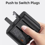 USAMS φορτιστής/αντάπτορας πρίζας US-CC179, USB-C & 2x USB, universal, 20W, μαύρος