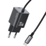 USAMS φορτιστής τοίχου CC264 με καλώδιο, USB-C, 30W, GaN, μαύρος