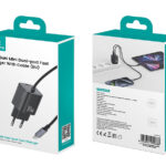 USAMS φορτιστής τοίχου CC264 με καλώδιο, USB-C, 30W, GaN, μαύρος