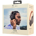 DOQAUS headphones DESIGN 1, ασύρματα & ενσύρματα, Φ40mm, 600mAh, μαύρα/καφέ