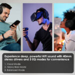 DOQAUS headphones DESIGN 2, ασύρματα & ενσύρματα, Φ40mm, 600mAh, μαύρα