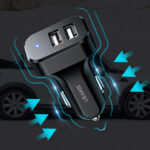 USAMS φορτιστής αυτοκινήτου C13 & καλώδιο type-C, 2x USB, 2.1A, μαύρο