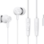 CELEBRAT earphones με μικρόφωνο G38, USB-C σύνδεση, 10mm, 1.2m, λευκά