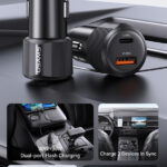 USAMS φορτιστής αυτοκινήτου CC283, USB & USB-C, 60W, μαύρος