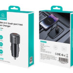 USAMS φορτιστής αυτοκινήτου CC283, USB & USB-C, 60W, μαύρος