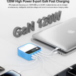 RELIFE σταθμός φόρτισης Q2, 4x USB-C & 4x USB, 120W, GaN, μπλε