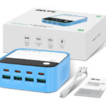 RELIFE σταθμός φόρτισης Q2, 4x USB-C & 4x USB, 120W, GaN, μπλε