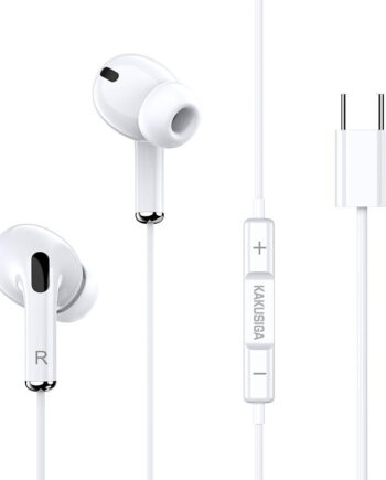 KAKUSIGA earphones με μικρόφωνο KSC-727, USB-C σύνδεση, 14.2mm, 1.2m, λευκά