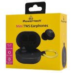 POWERTECH earphones με θήκη φόρτισης PT-1392, True Wireless, 6mm, 25/230mAh, μαύρα