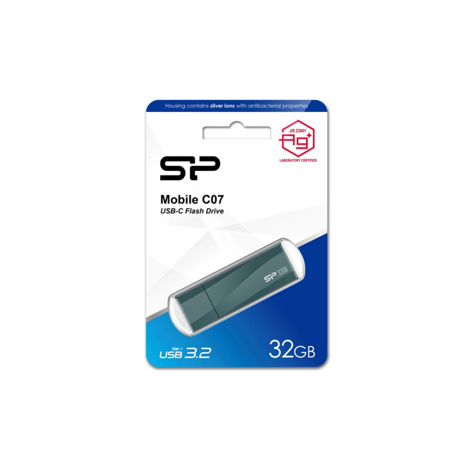 SILICON POWER USB-C Flash Drive Mobile C07, 32GB, USB 3.2, Πράσινο