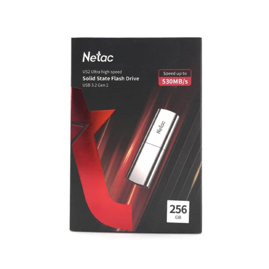 NETAC USB Flash Drive US2, 256GB, USB 3.2, ασημί